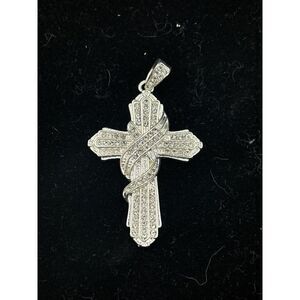 Cross Pendant With Cubic Zirconia Diamonds Stainless Steel Religious Piece